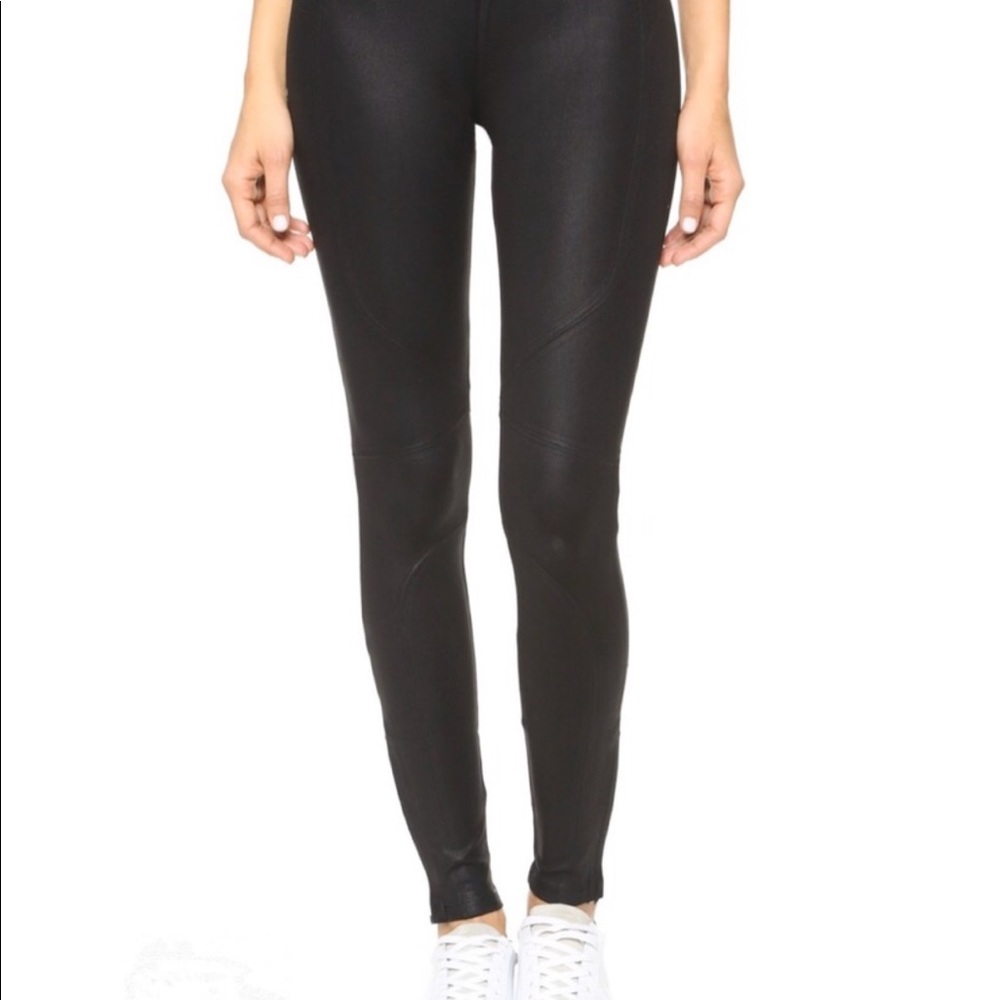 ANGL Black Faux Leather Moto Hi Rise Legging Pants W/ Zippers